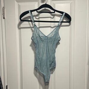 Fortnight Sheer Light Blue Lace Bodysuit
